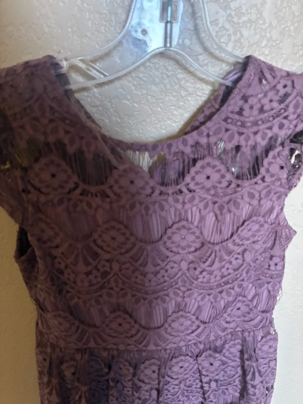 Speechless Dusty Mauve Lace Cap-Sleeve Fit-and-Flare Dress